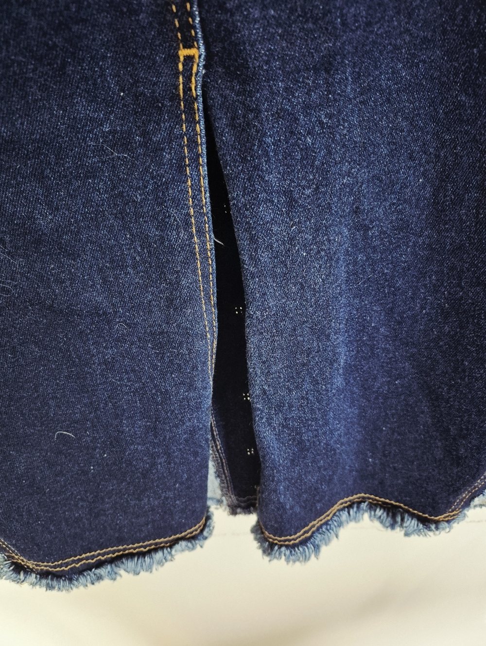 Ice Cool Collections Denim Fringe Rough Patched Maxi Skirt With Rivets Size 12 - Picture 4 of 10